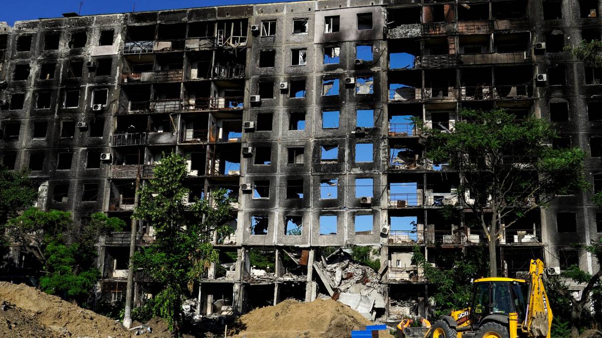 Un bâtiment détruit dans la ville de Marioupol, le 1er juillet 2022.
