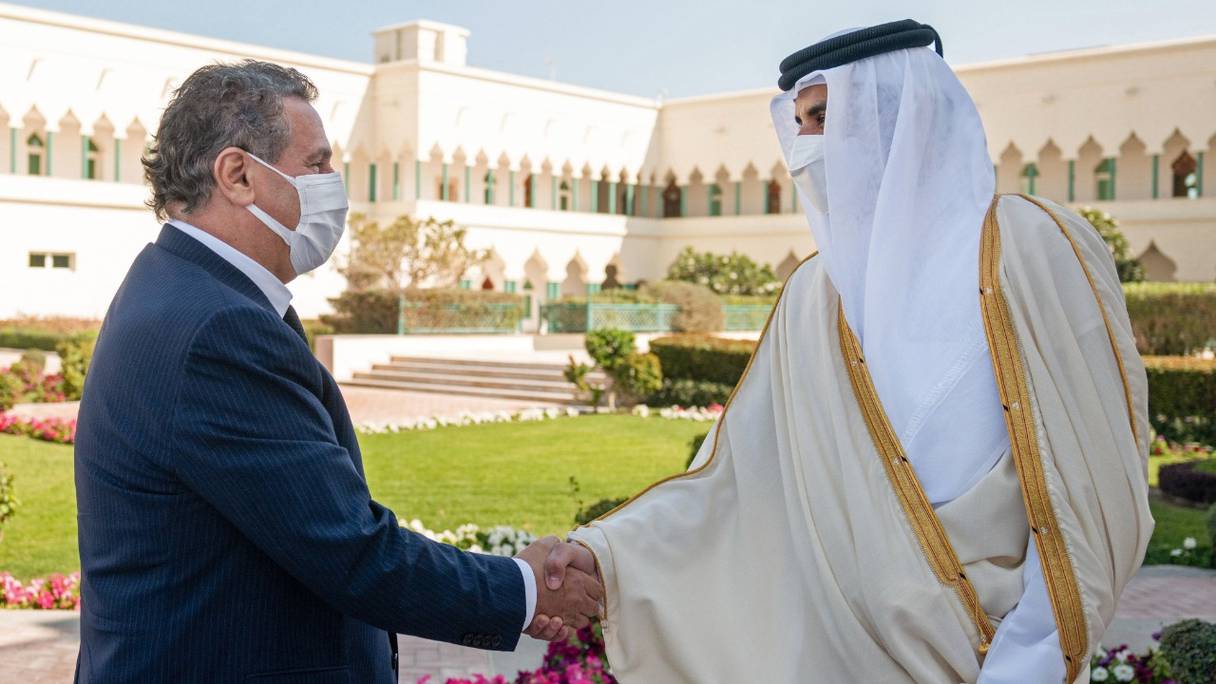 Cheikh Tamim Bin Hamad Al-Thani, Emir de l'Etat du Qatar, a reçu, lundi 7 février à Doha, le chef du gouvernement, Aziz Akhannouch, à l’occasion de la huitième session de la Haute Cpmmission mixte de coopération maroco-qatarie.

