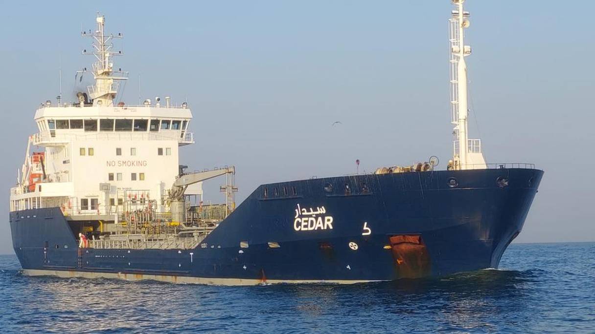 Le Cedar, navire pétrolier à double coque, exploité par la Marocaine de Cabotage (MARCAB), filiale de Derhem Holding.
