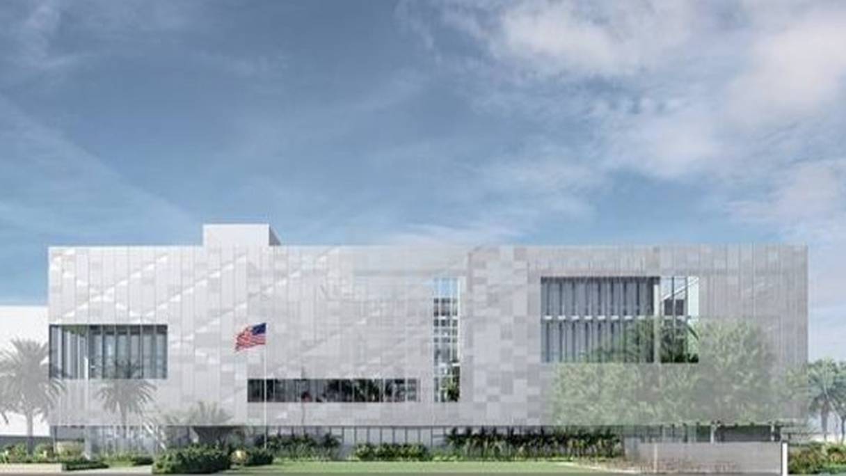 Projection architecturale du nouveau Consulat des États Unis à Casablanca par le cabinet The Miller Hull Partnership.
