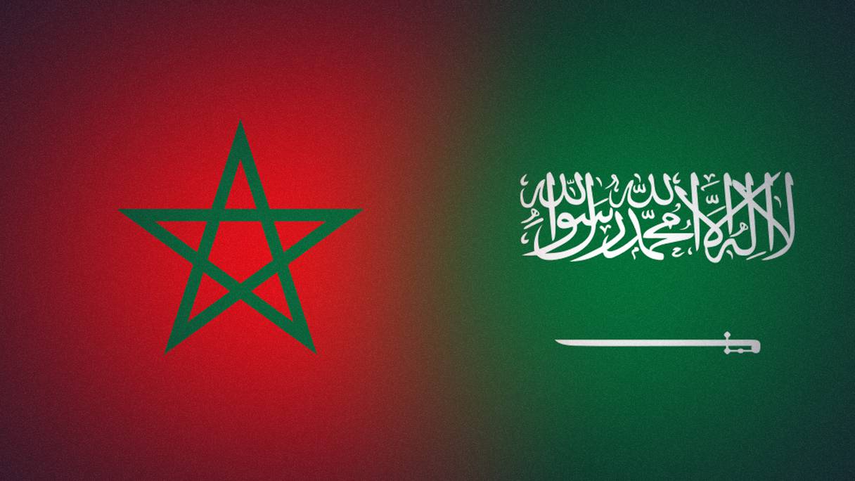 Les drapeaux du Maroc et de l'Arabie saoudite.

