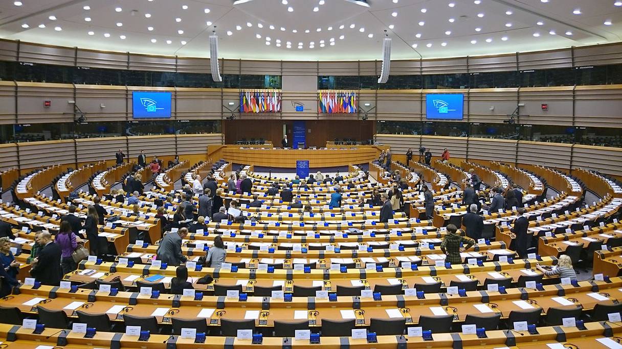 L'hémicycle du Parlement européen, à Bruxelles. 

