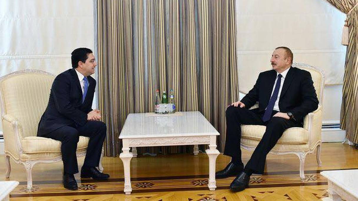 Le MAECI Nasser Bourita reçu par le président d'Azerbaïdjan Alham Aliyev.
