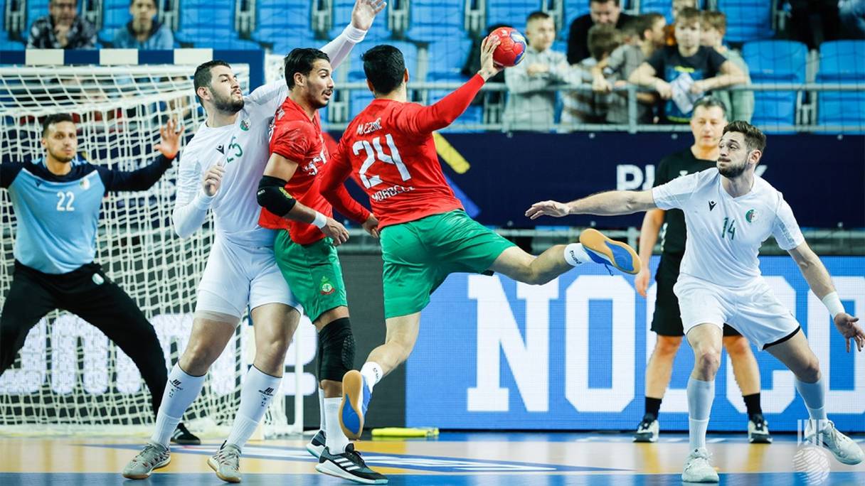 Maroc-Algérie (27-28) lors de la Coupe du président de handball, samedi 21 janvier 2023.
