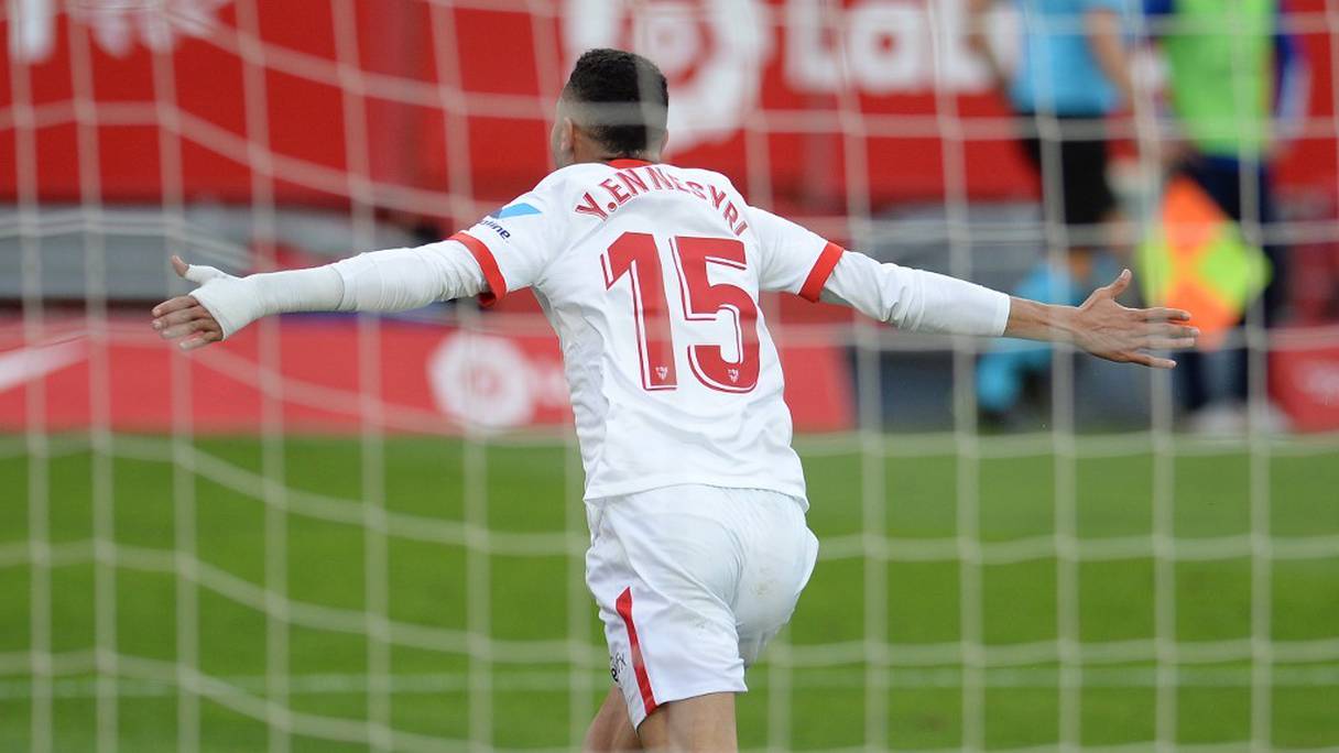 Youssef En-Nesyri après son triplé contre Cadiz, le 23 janvier 2021.
