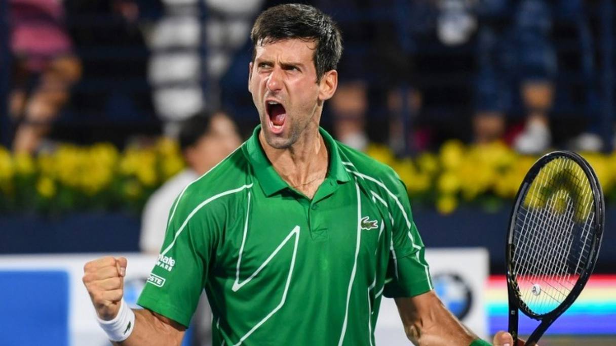Novak Djokovic lors de sa victoire dans le tournoi de Dubaï, le 29 février 2020.
