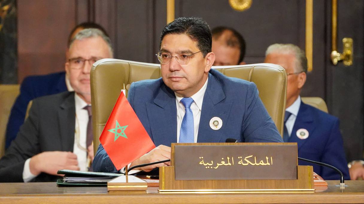 Le ministre des Affaires étrangères, Nasser Bourita, mardi 14 mai 2024 à Manama. (Crédit: MAEC).