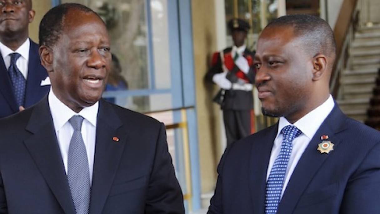 Alassane Ouattara, président de la Côte d'Ivoire et Guillaume Soro. 
