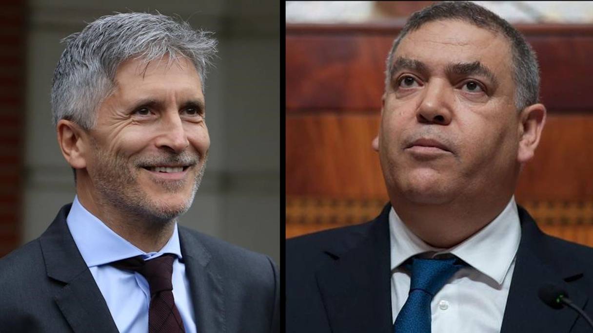 Fernando Grande-Marlaska et Abdelouafi Laftit, ministres espagnol et marocain de l'Intérieur. 
