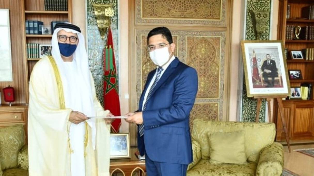 Nasser Bourita et Al Asri Saeed Ahmed Aldhaheri, nouvel ambassadeur des Emirats arabes unis au Maroc.
