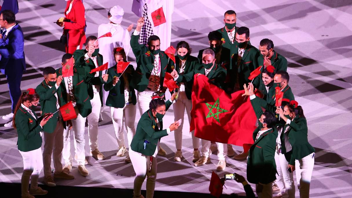 Le défilé de la délégation marocaine lors de la cérémonie d'ouverture des JO de Tokyo.
