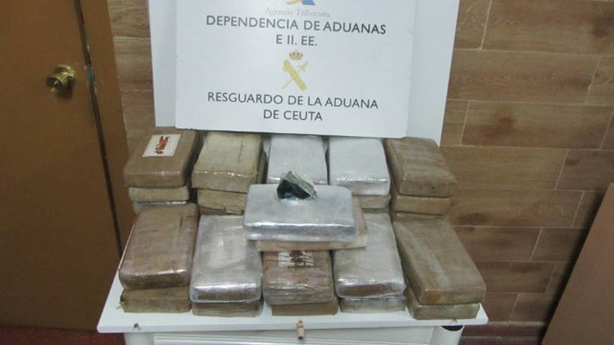 Les 36.8 killogrames de cocaine saisi par la Guardia civil au port de Sebta le 11 février 2020.
