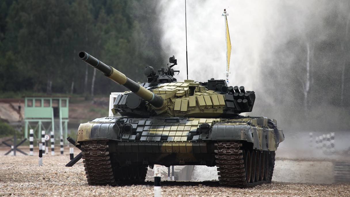 Un char T-72B. Le Maroc en avait acquis 130 unités entre 1999 et 2001 auprès de la Biélorussie.