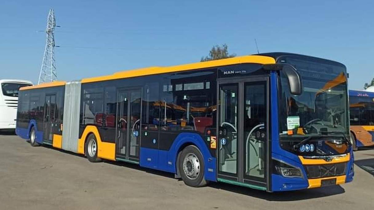 Bus affrété par la société délégataire Foughal, qui gère le réseau de ce moyen de transports en commun à Kénitra.
