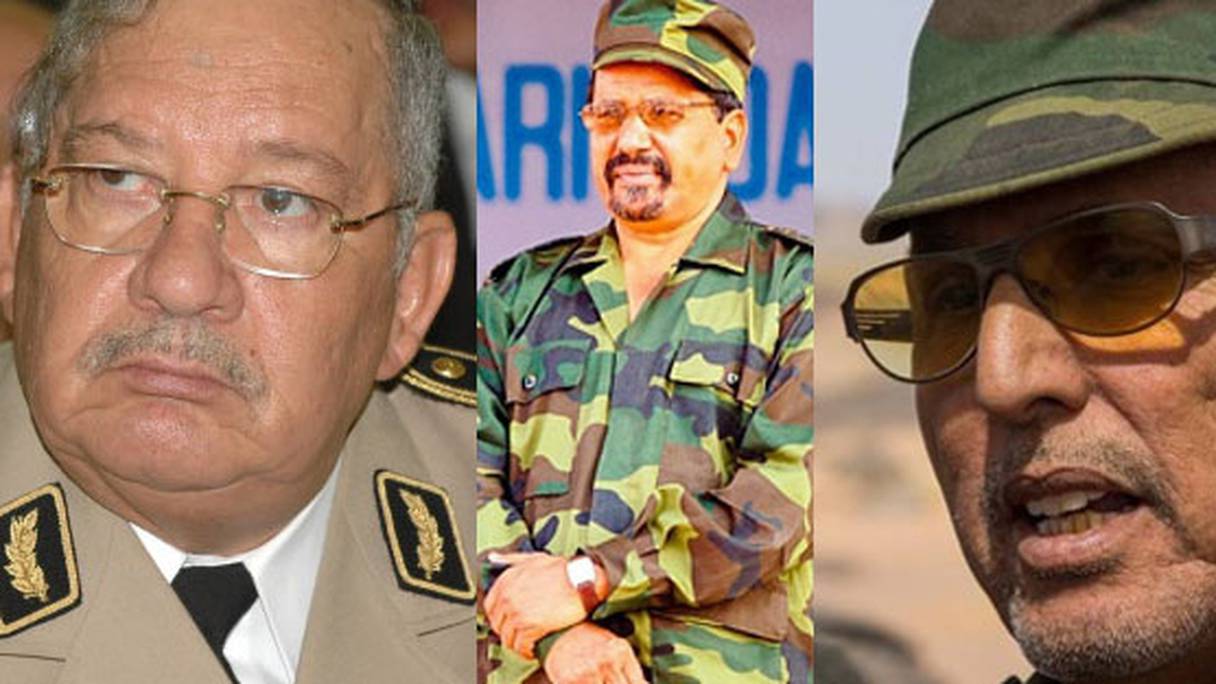 Le vice-ministre algérien à la Défense, Gaïd Salah, l'ex-chef du Polisario Mohamed Abdelaziz (à qui ce forum est dédié) et le soi-disant "ministre sahraoui de la défense", Abdullahi Lehbib.
