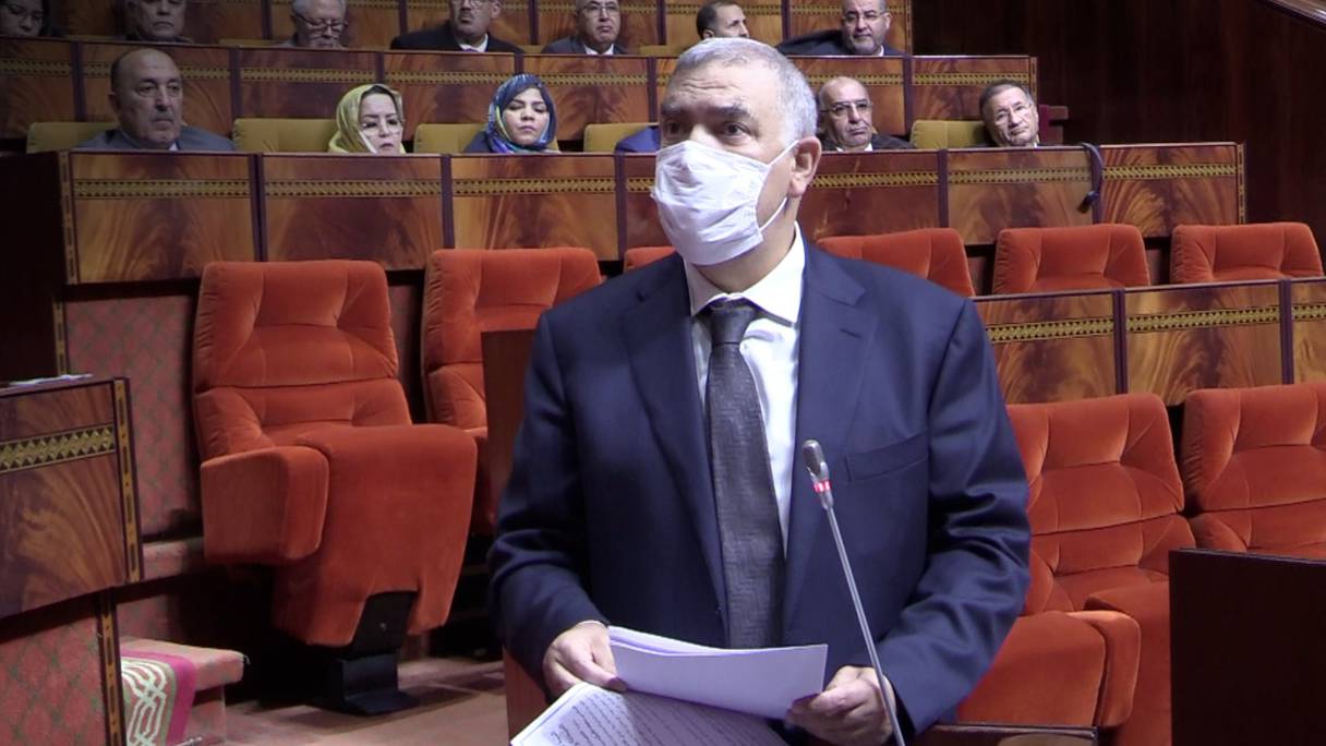 Abdelouafi Laftit, ministre de l’Intérieur, devant le Parlement, lundi 5 décembre 2022.
