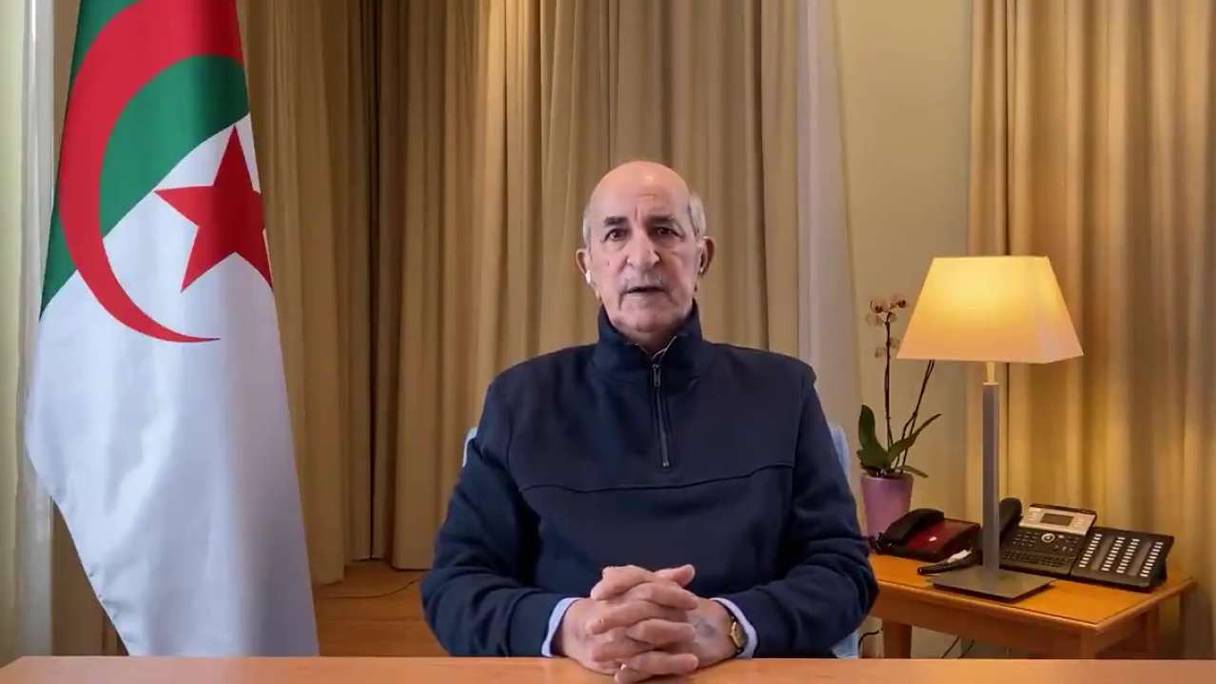 Abdelmadjid Tebboune s'adressant aux Algériens dans une vidéo postée sur Twitter, le 13 décembre 2020.
