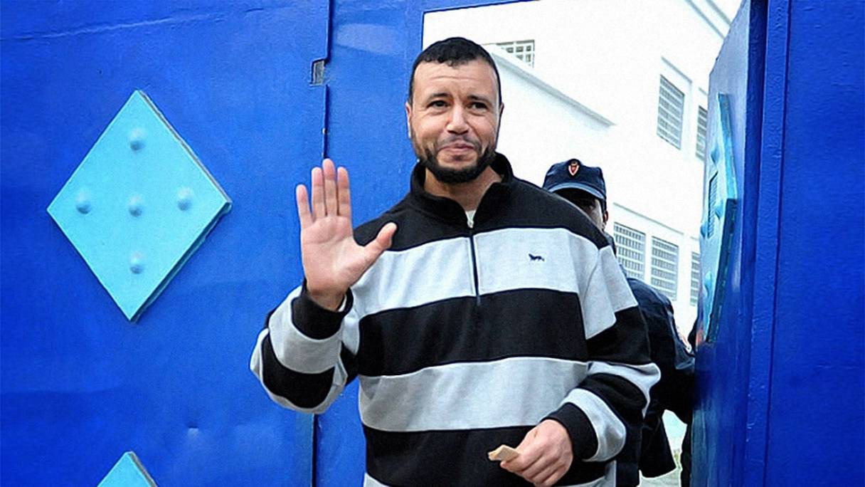 Younès Chekkouri à sa sortie de prison à Salé le 13 février 2016.
