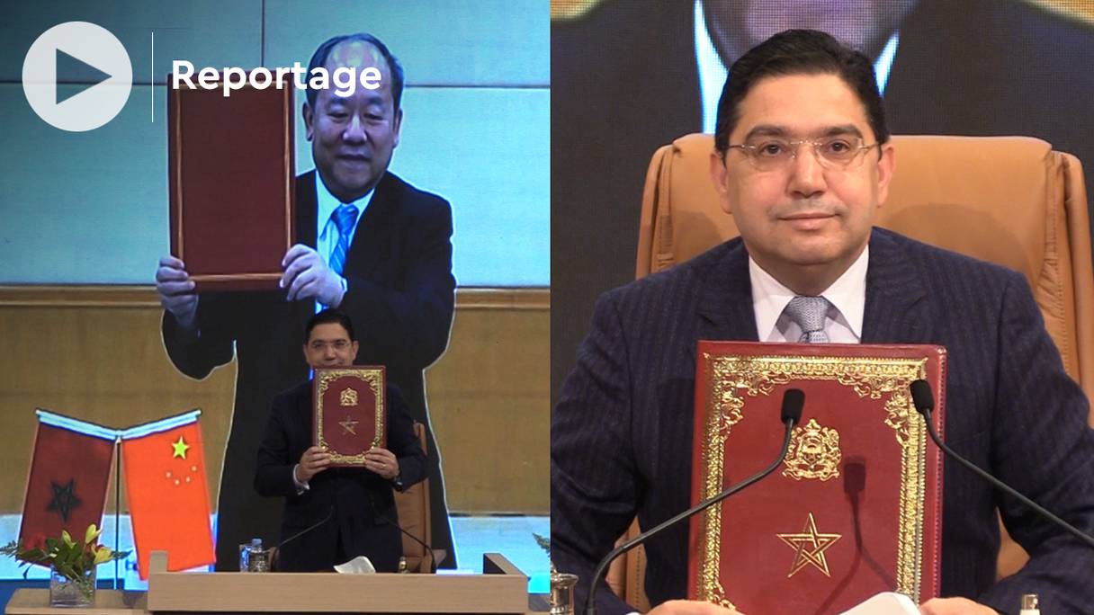 Nasser Bourita et le vice-président de la Commission nationale chinoise de la réforme et du développement (NDRC), Ning Jizhe, ont signé la convention relative au Plan de la mise en œuvre conjointe de la Ceinture et de la Route entre le Maroc et la Chine.
