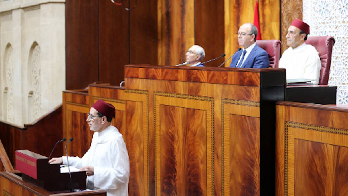 Le chef du gouvernement Saâd-Eddine El Othmani lors d'une précédente séance plénière commune des deux Chambres du Parlement.

