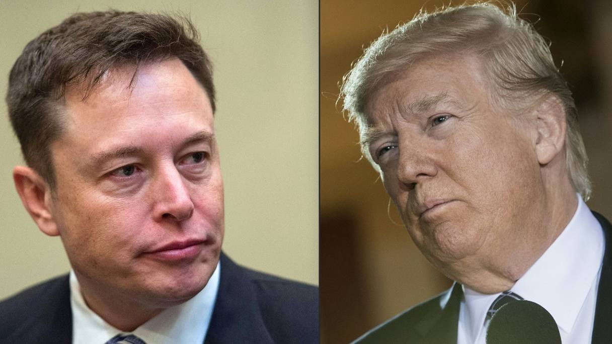 Elon Musk écoute Donald Trump, alors en exercice à la Maison Blanche, en 2017. L'ex-président américain (à droite) au Capitole, à Washington. Désormais aux commandes de Twitter, Elon Musk a réadmis Donald Trump sur le réseau social, le 19 novembre 2022.
