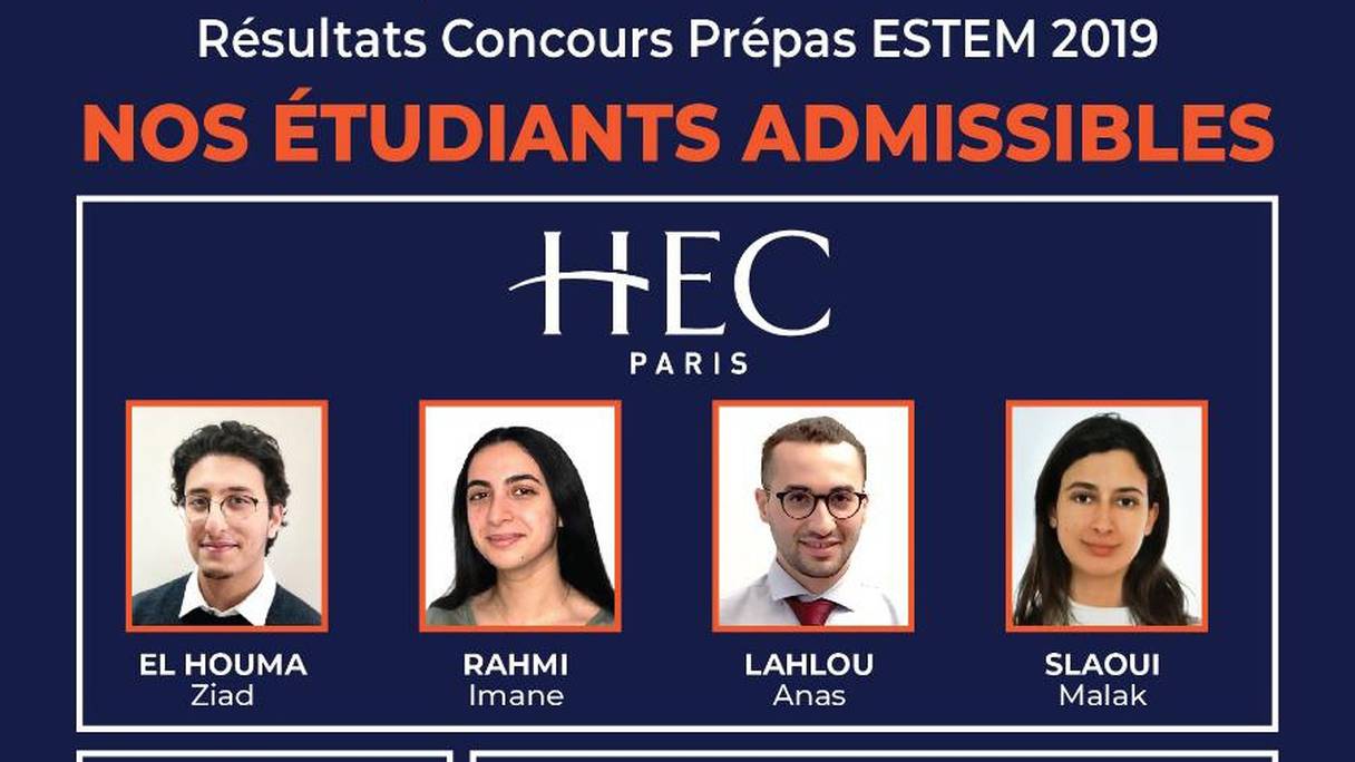 Les candidats ESTEM Prépas ayant réussi leur passage à HEC Paris.
