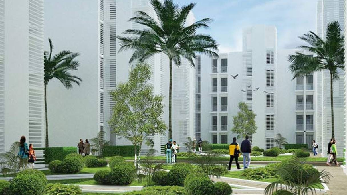 Le projet immobilier Casablanca Parc, sur maquette. 
