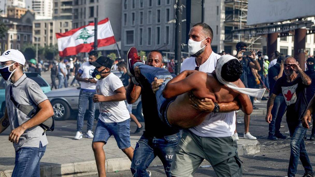 Manifestants à Beyrouth, samedi 8 août 2020. 
