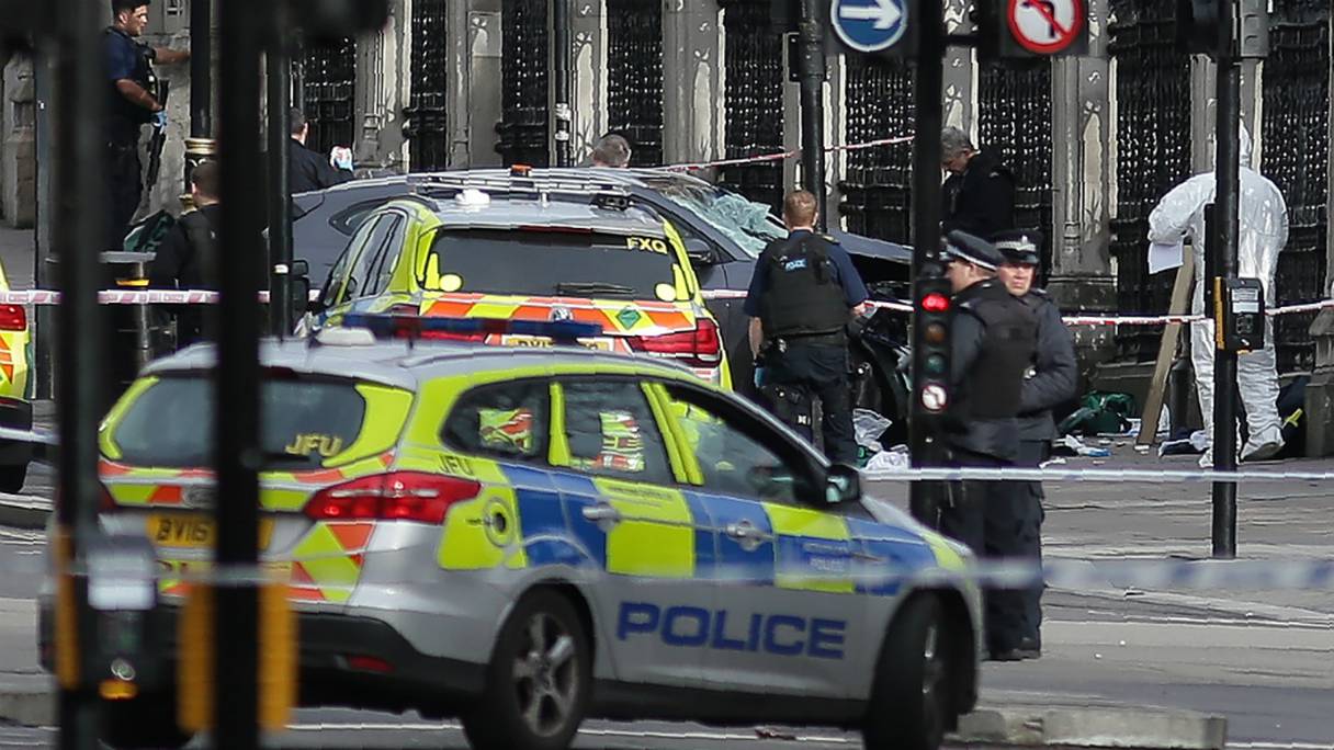De nombreuses forces de police sont déployées à Londres. 
