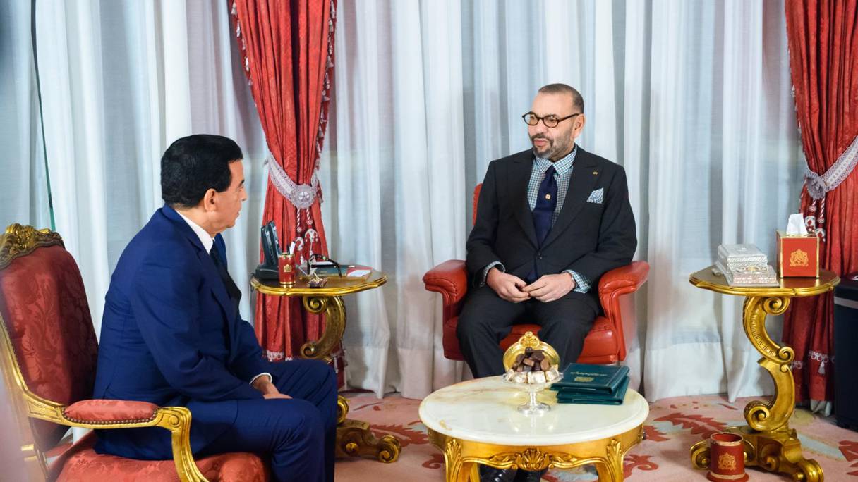 Le roi Mohammed VI reçoit Mohamed Joudar, à sa demande, suite à son élection au poste de secrétaire général du parti de l'Union constitutionnelle (UC), lundi 14 novembre 2022, à Rabat.
