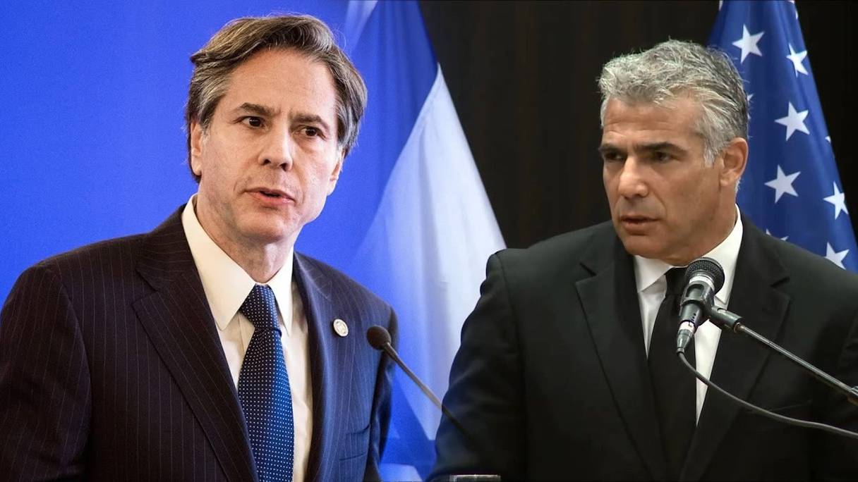 Le chef de la diplomatie américaine, Antony Blinken, et son homologue israélien et Premier ministre adjoint, Yair Lapid.
