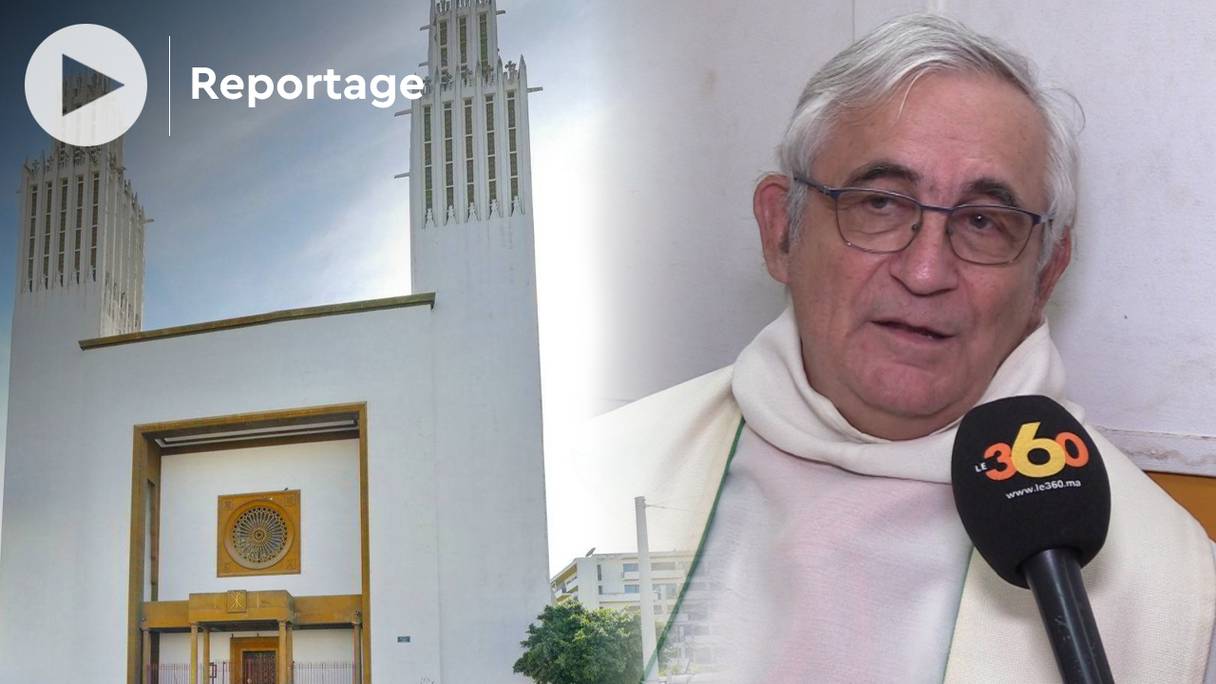 La cathédrale Saint-Pierre de Rabat va fêter un siècle d'existence. A droite, le père Daniel Nourrissat. 
