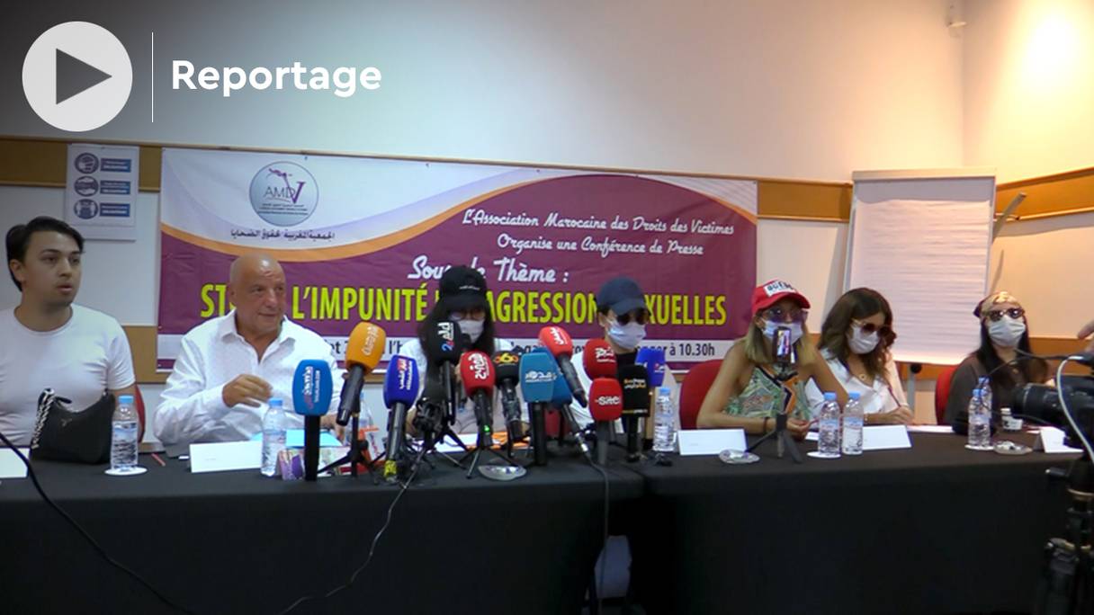 Lors de la conférence de presse organisée par l'Association marocaine des droits des victimes (AMDV), samedi 16 juillet 2022, sur l'affaire Jacques Bouthier, lequel est actuellement incarcéré en France pour viols et séquestrations de mineures.
