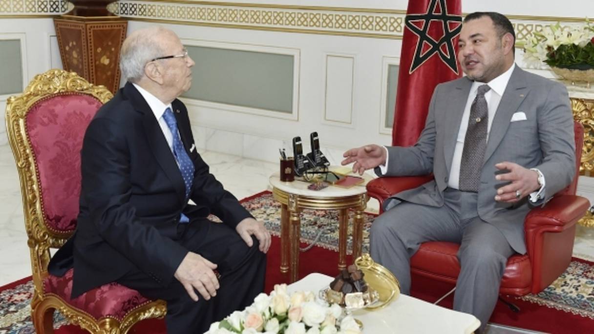 Mohammed VI, Roi du Maroc, et Béji Caïd Essebsi, président tunisien.
