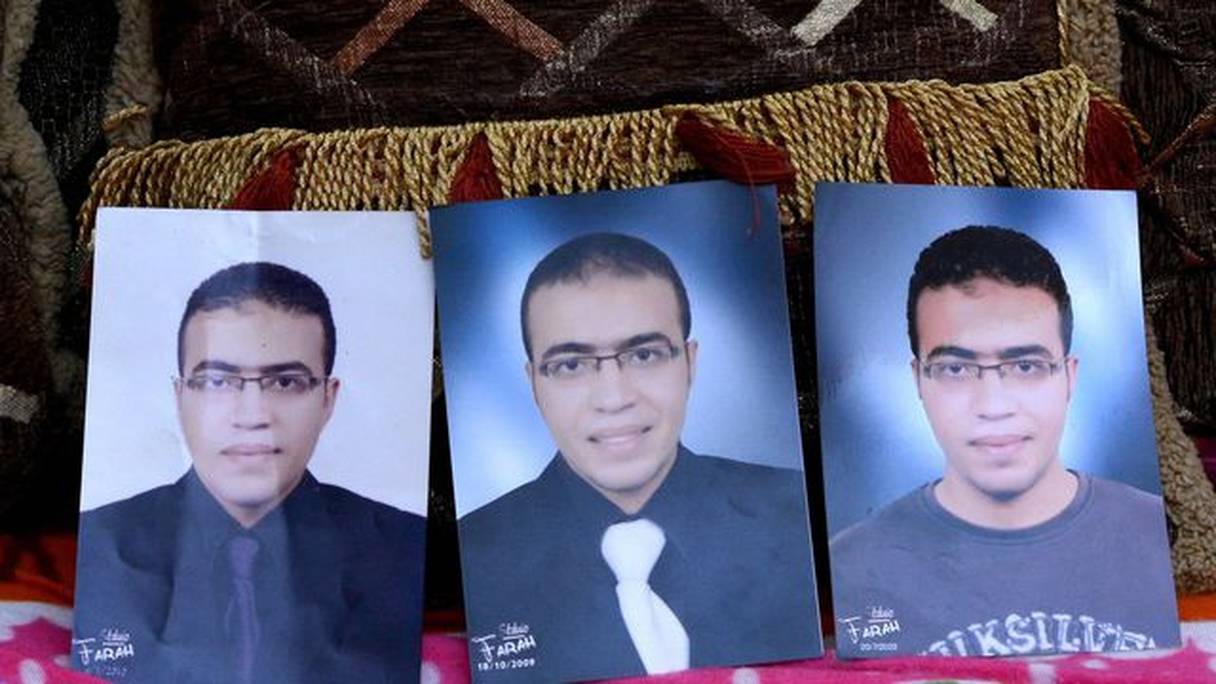 Photo de plusieurs portraits de Abdallah El-Hamahmy, un Egyptien soupçonné d'être l'assaillant du Louvre. 
