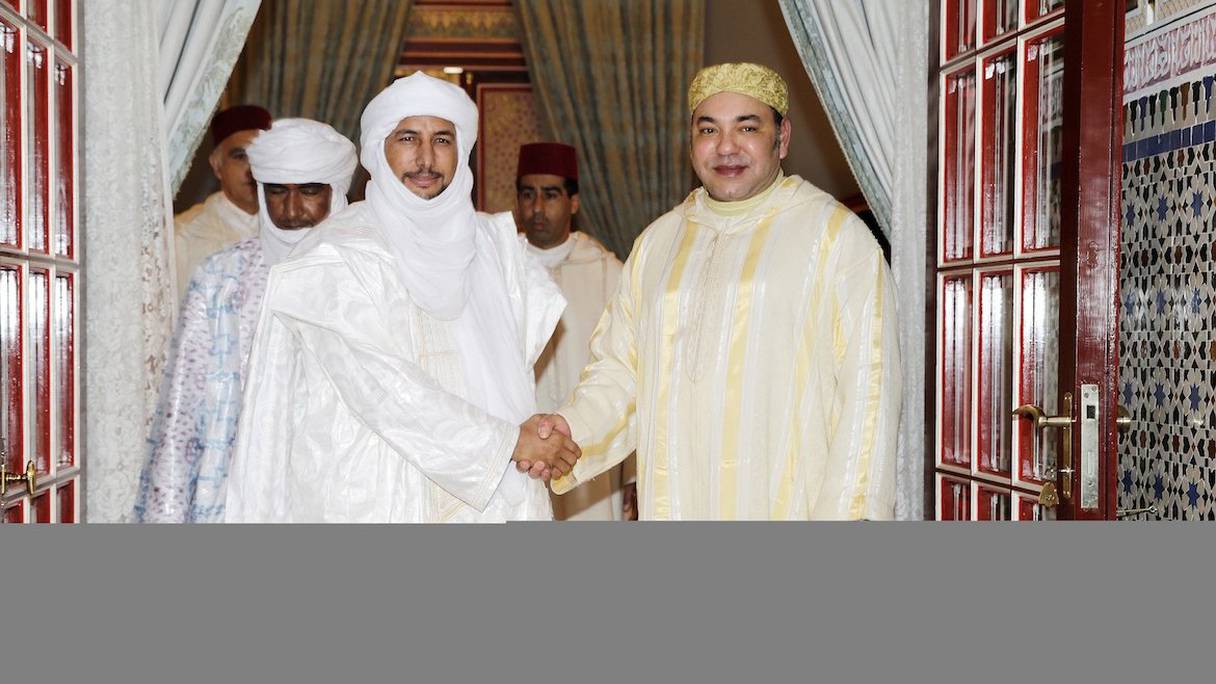 Le roi Mohammed VI a reçu, le 31 janvier 2014, à Marrakech, Bilal AG Cherif, chef du Mouvement national pour la libération de l'Azawad.
