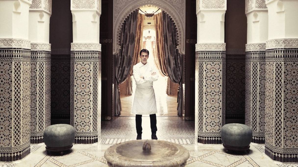 Le chef  Yannick Alléno au somptueux hôtel Royal Mansour, à Marrakech. 
