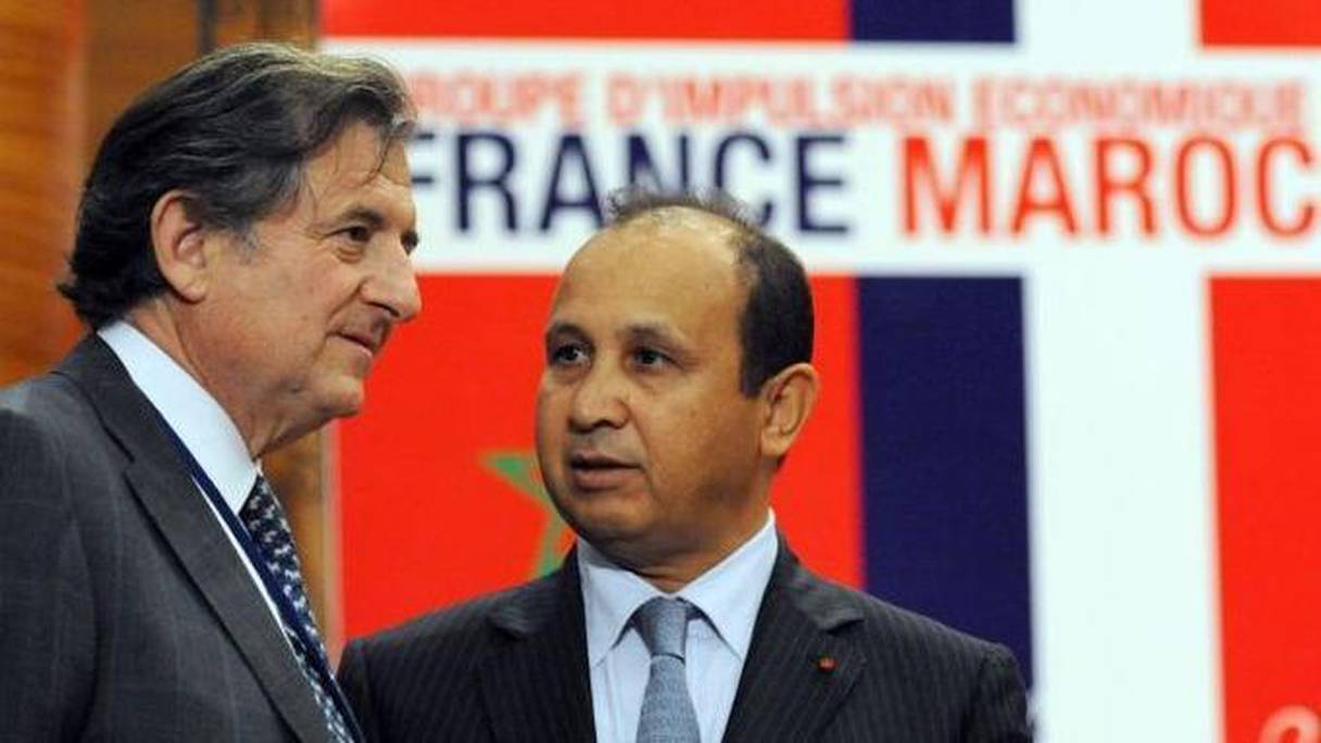 Jean-René Fourtou, président du conseil de surveillance de Vivendi, et Abdeslam Ahizoune, président du directoire de Maroc Telecom
