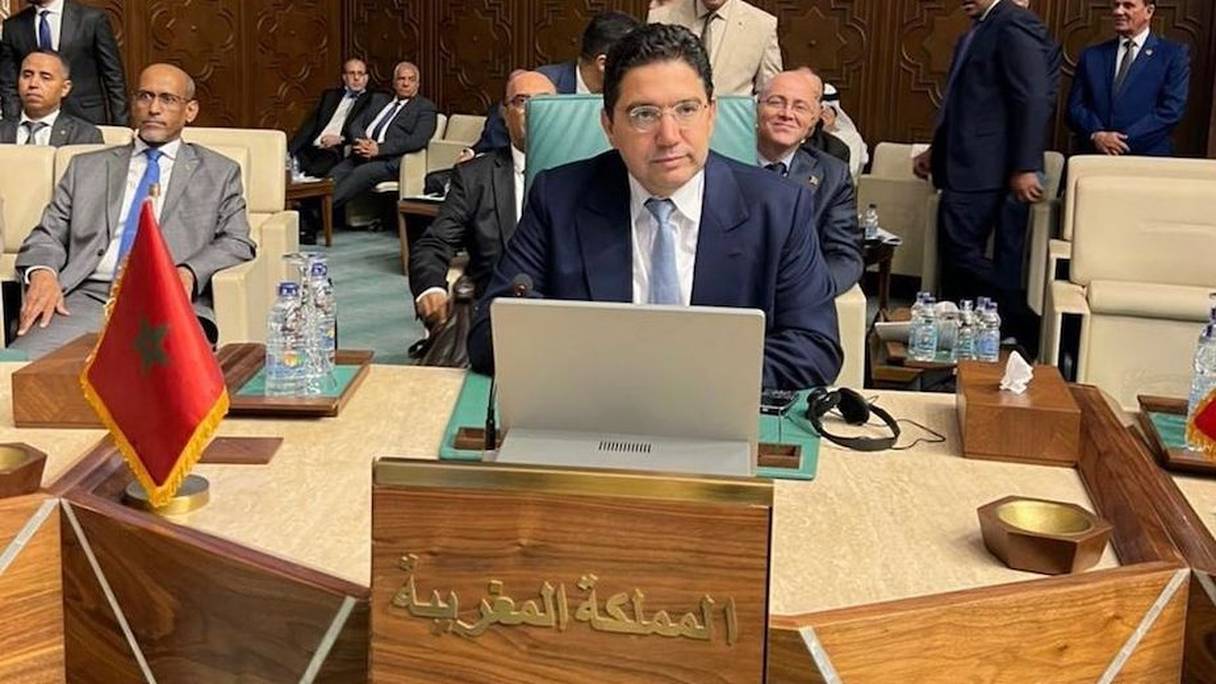 Le ministre des Affaires étrangères, Nasser Bourita, à l'ouverture des travaux du conseil de la Ligue arabe au niveau des ministres Affaires étrangères au Caire, le 6 septembre 2022.
