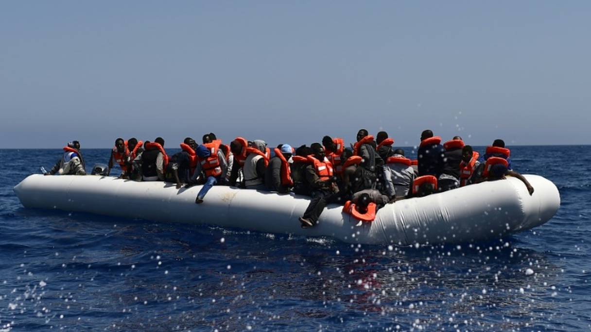 Sauvetage de migrants en Méditerranée. 
