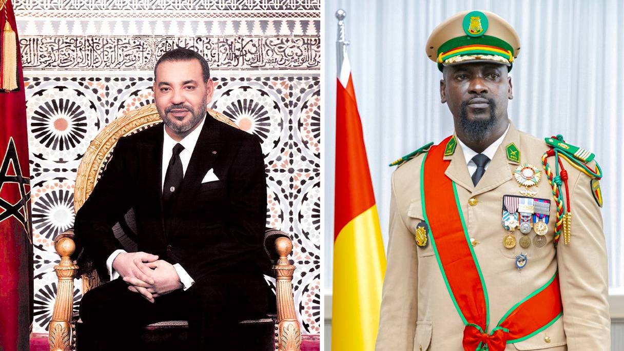 Le roi Mohammed VI et le président de la Transition en Guinée, le colonel Mamadi Doumbouya (Photomontage)
