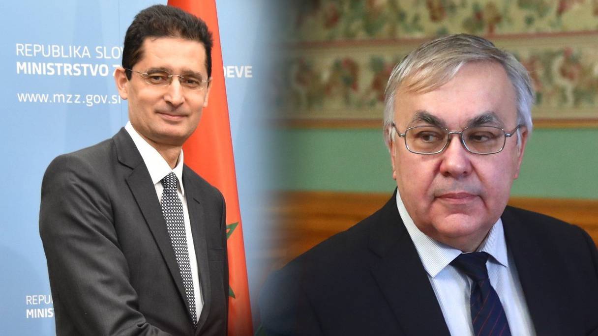 Le vice-ministre des Affaires étrangères de la Fédération de Russie, Sergey Vershinin et l'ambassadeur du Maroc, Lotfi Bouchaâra.

