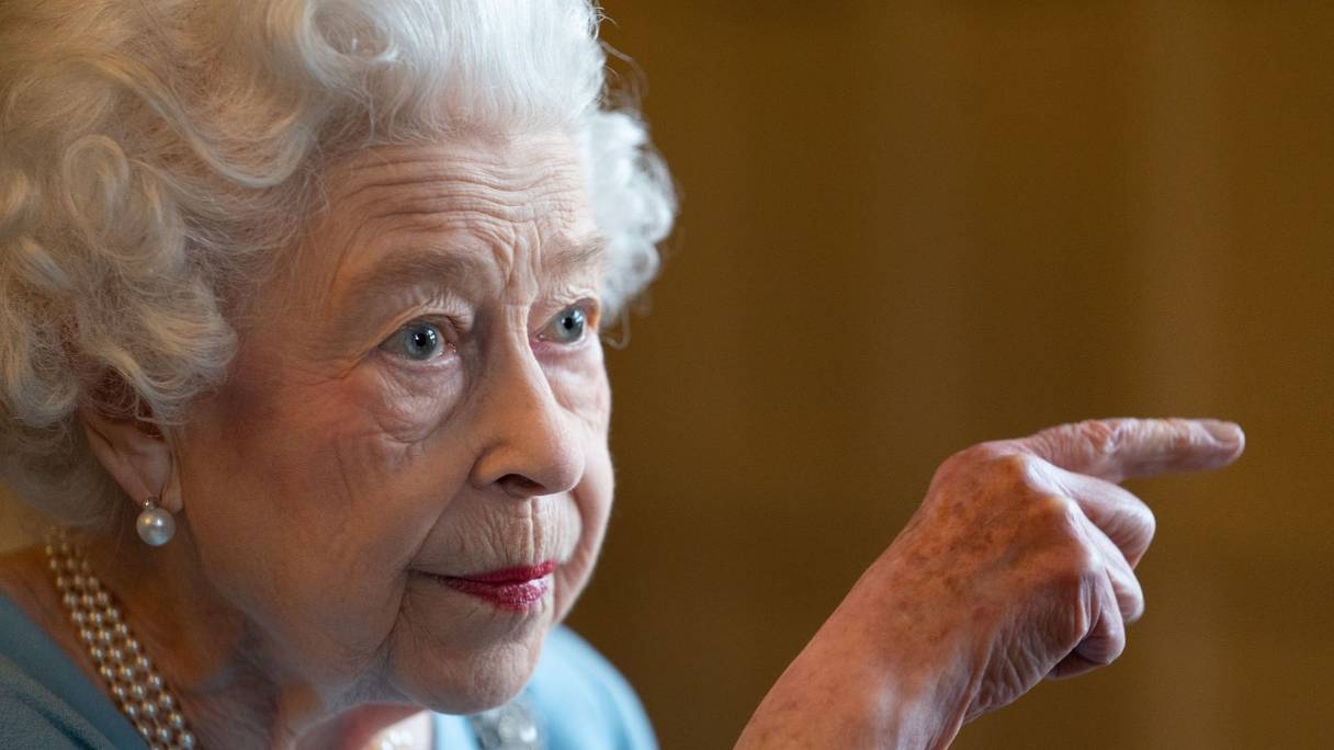 Elizabeth II à une réception dans la salle de bal de Sandringham House, le 5 février 2022. La reine d'Angleterre est devenue le 6 février 2022, à l'occasion de son jubilé de platine, le premier monarque britannique à avoir régné pendant sept décennies.
