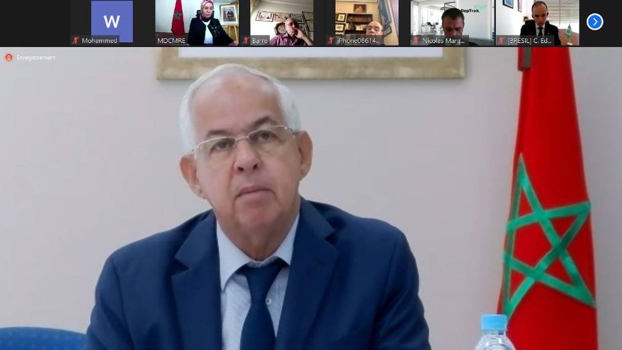 Mohamed Tawfik Mouline, directeur général de l’IRES, lors de la visioconférence consacrée à la septième édition de l'étude sur la réputation du Maroc dans le monde.

