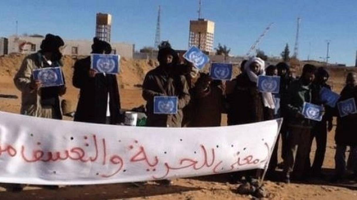 Une précédente manifestation des "jeunes du changement" à Tindouf. 
