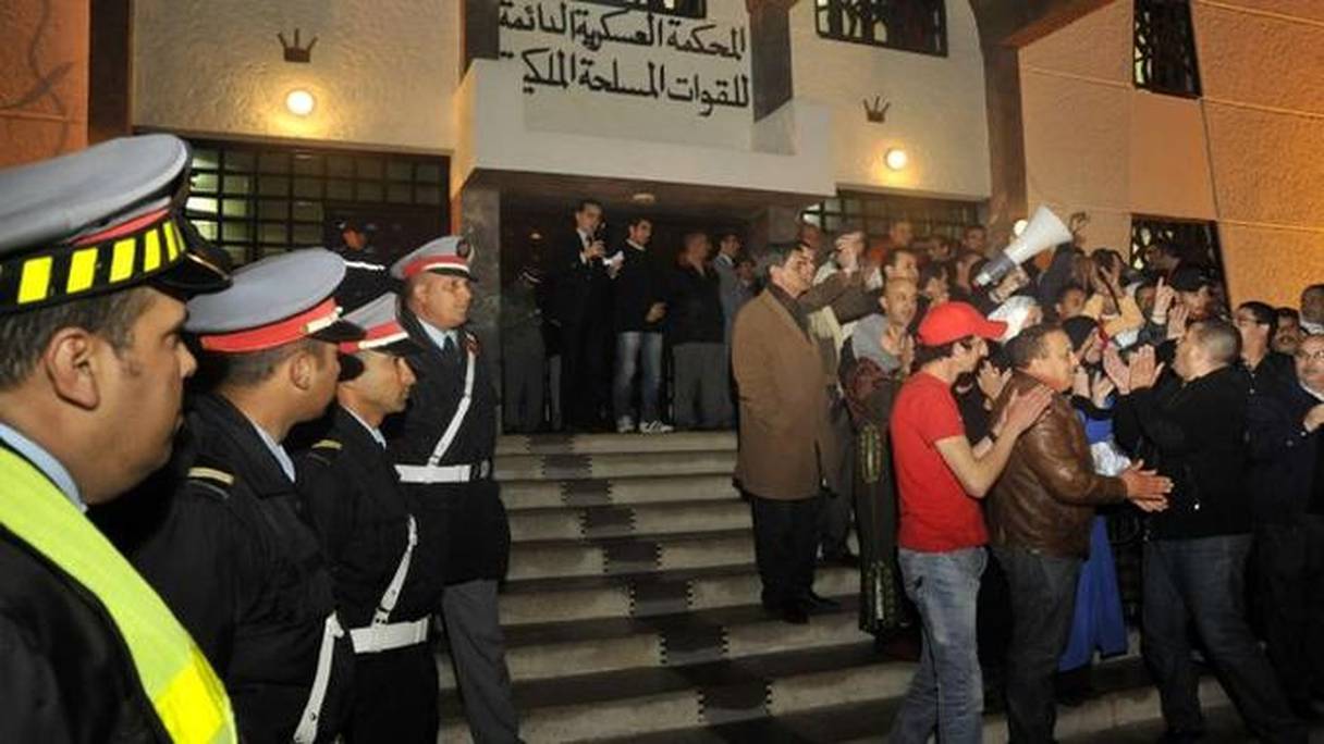 Cour militaire de Rabat, lors du procès des 24 individus reconnus coupables des événements de Gdim Izik, fin décembre 2010.
