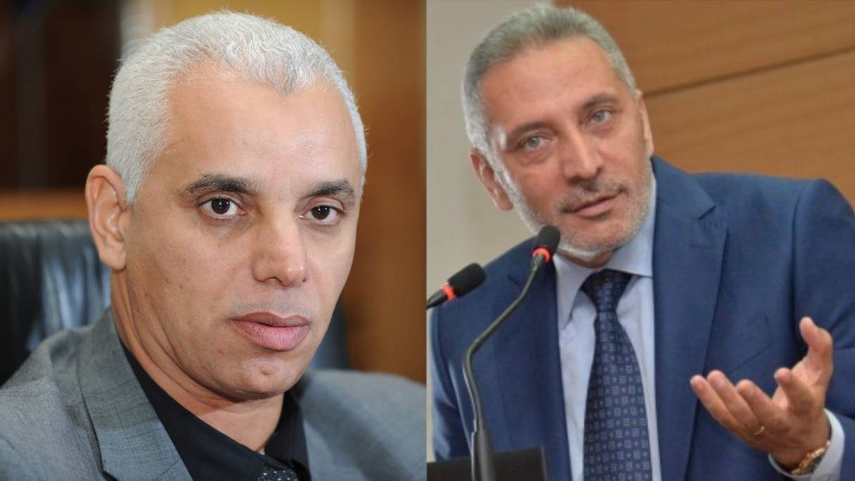 De g à d: Khalid Aït Taleb, ministre de la Santé, et Moulay Hafid Elalamy, ministre de l'Industrie (photomontage)
