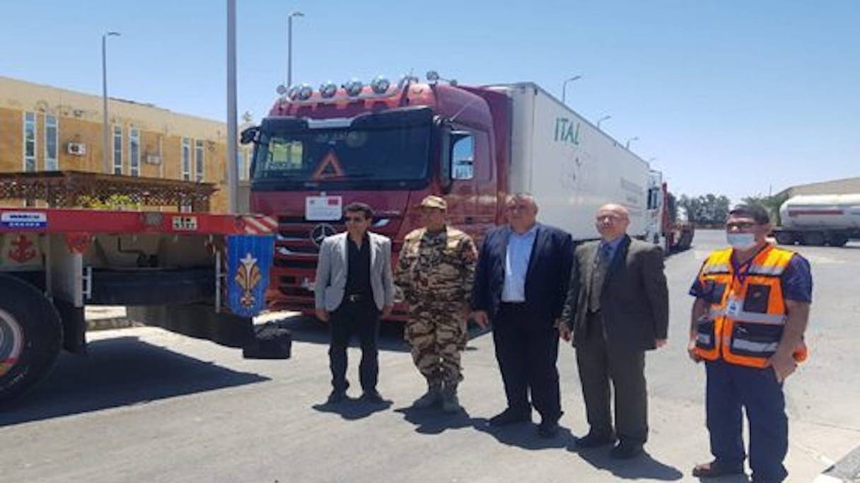 Des aides du Maroc sont arrivées au passage de Rafah pour être acheminées à Gaza, ce mercredi 19 mai.
