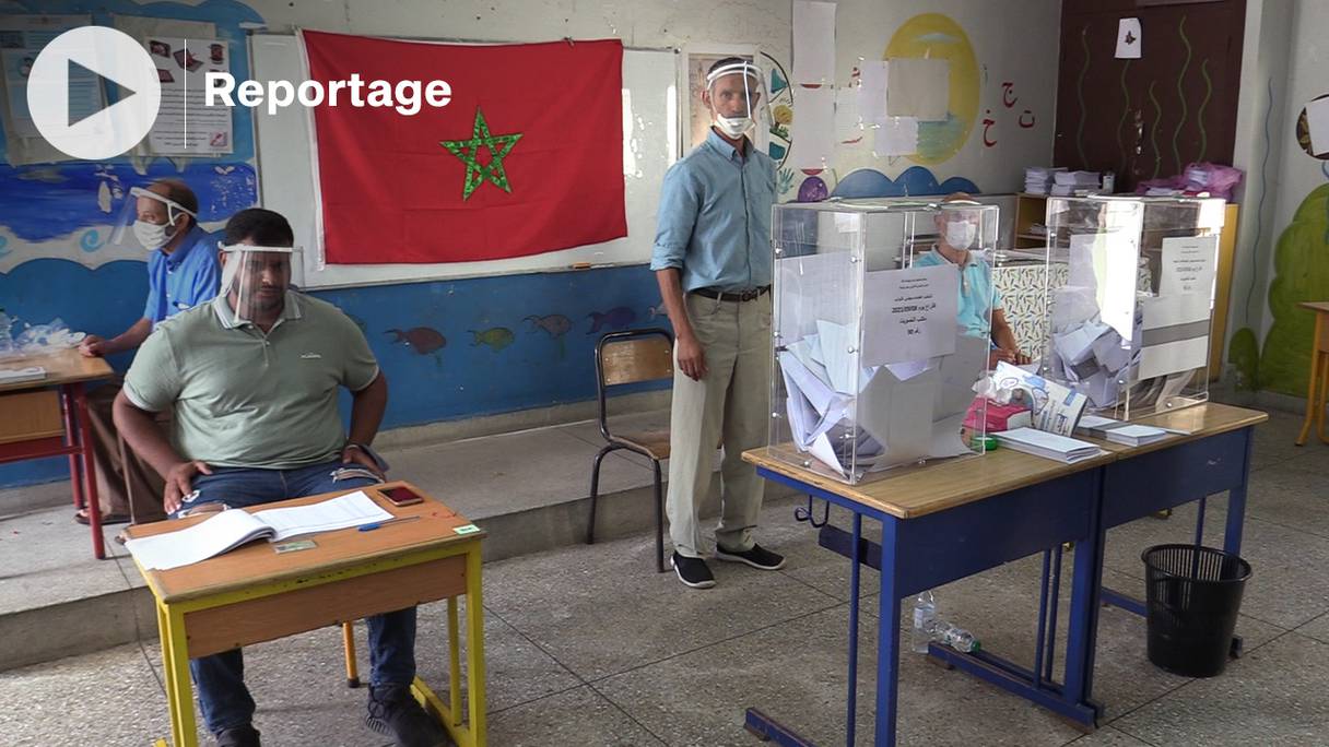 Un bureau de vote à Casablanca, lors du triple scrutin du 8 septembre 2021.
