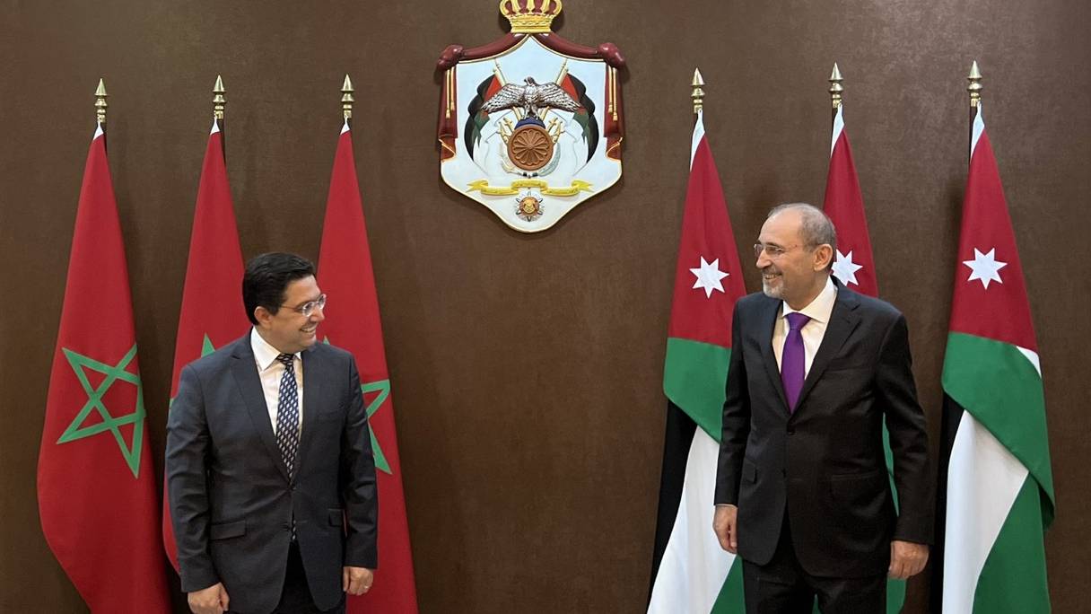 Nasser Bourita et le Vice-Premier ministre, ministre des Affaires étrangères et des Expatriés de Jordanie, Ayman Safadi, lundi 5 septembre 2022, à Amman.
